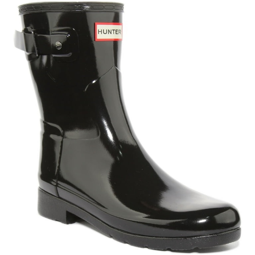 Hunter Mid Calf Glossy Black Rain Boots